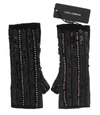 DOLCE & GABBANA BLACK KNITTED CASHMERE SEQUINED GLOVES