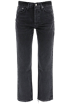 Agolde Ren High-rise Cropped Straight Jeans In Black