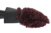 Dolce & Gabbana Black Leather Bordeaux Shearling Gloves In Bordeaux