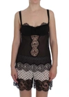 DOLCE & GABBANA BLACK SILK FLORAL LACE LINGERIE TOP