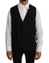 DOLCE & GABBANA BLACK SOLID WOOL SILK VEST