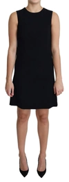 DOLCE & GABBANA BLACK VISCOSE STRETCH A-LINE SHIFT MINI DRESS