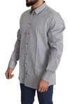 Dolce & Gabbana Black White Checkered Gold Dress Cotton Shirt In Black
