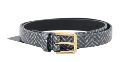 Dolce & Gabbana Black White Chevron Pattern Leather Belt