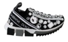 DOLCE & GABBANA BLACK WHITE CRYSTAL WOMEN'S SNEAKERS SHOES
