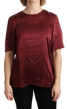 DOLCE & GABBANA BORDEAUX ROUNDNECK BLOUSE SILK TOP