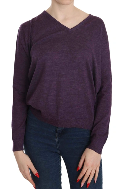 Byblos Women Purple V-neck Long Sleeve Pullover Top