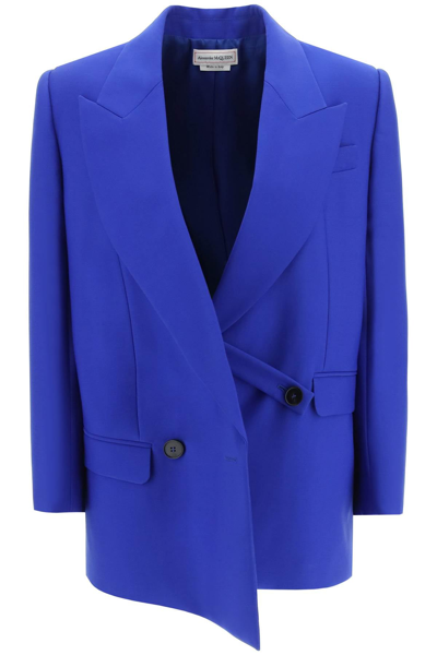 Alexander Mcqueen Structured Double-breasted Jacket In Blue