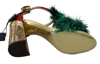 DOLCE & GABBANA GOLD LEATHER CRYSTAL CHRISTMAS SANDALS SHOES