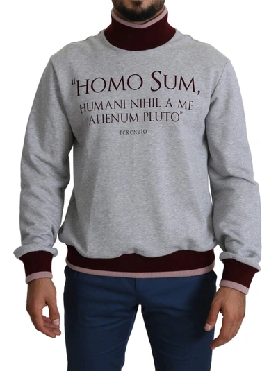 Dolce & Gabbana Grey Homo Sum Turtleneck Pullover Jumper