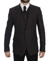 DOLCE & GABBANA GRAY SLIM FIT LINEN BLAZER JACKET