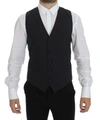 Dolce & Gabbana Blue Waistcoat Formal Stretch Wool Vest In Gray