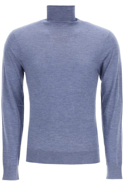 Dolce & Gabbana Cashmere Turtleneck Jumper In Blue,purple