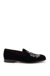 Dolce & Gabbana Leonardo Velvet Slippers Dg Coat Of Arms In Black
