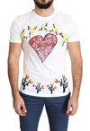 DOLCE & GABBANA WHITE SAINT VALENTINE PRINT COTTON MEN T-SHIRT