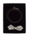 Dolce & Gabbana White Silk Bowtie Leather Men Belt Gift Box In White