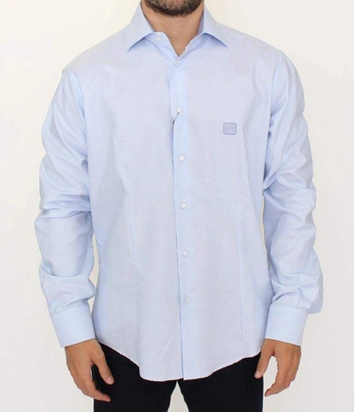 Cavalli Men Light  Cotton Shirt In Blue