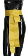 Dolce & Gabbana Yellow Wide Snap Button Closure Silk Belt In Yellow