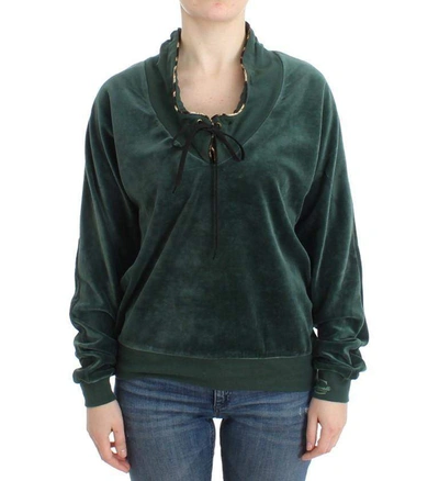 Cavalli Women  Velvet Cotton Jumper In Green