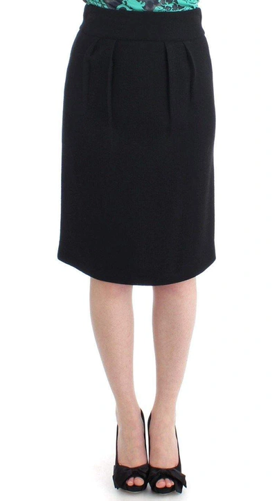 Cavalli Women  Wool Pencil Skirt In Black