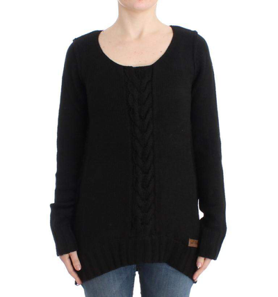 Cavalli Women Knitted Wool Sweater In Black