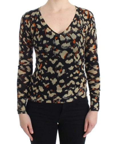 Cavalli Women Multicolor V-neck Wool Jumper