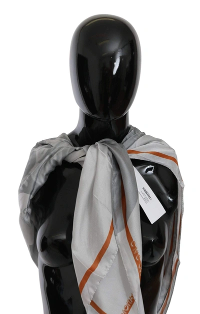 Costume National C'n'c    Silk Floral Foulard Wrap Scarf In Grey