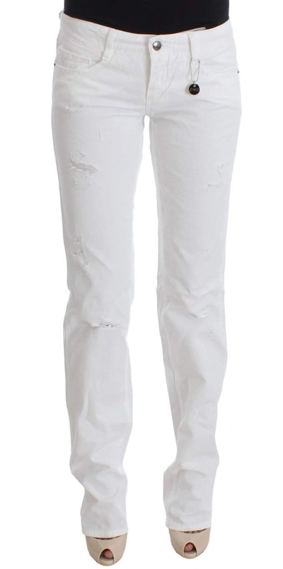 Costume National Cotton Slim Fit Blue Bootcut Women's Jeans In White