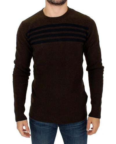 Costume National C'n'c   Striped Crew Neck Jumper In Brown