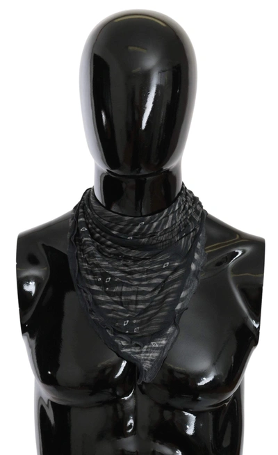 Costume National Black Grey Viscose Foulard Branded Scarf