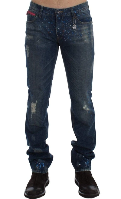 Costume National C'n'c   Wash Paint Slim Fit Trousers Jeans In Blue