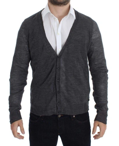 Costume National C'n'c   Wool Button Cardigan Sweater In Gray