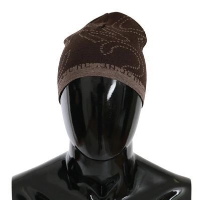 Costume National C'n'c  Beanie  Wool Blend Branded Hat In Brown