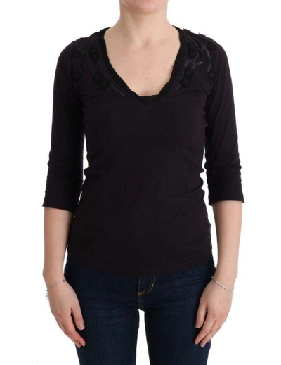 Costume National V-neck Cotton Women's T-shirt In Purple
