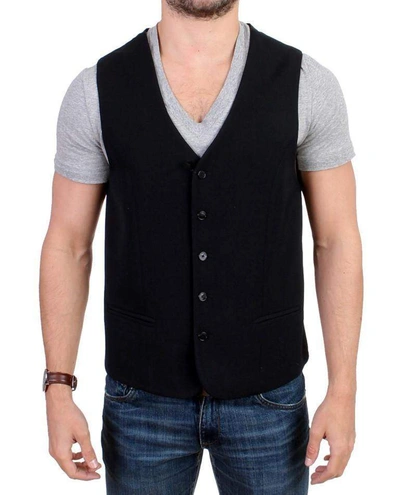 Costume National C'n'c  Wool Blend Casual Waistcoat In Black