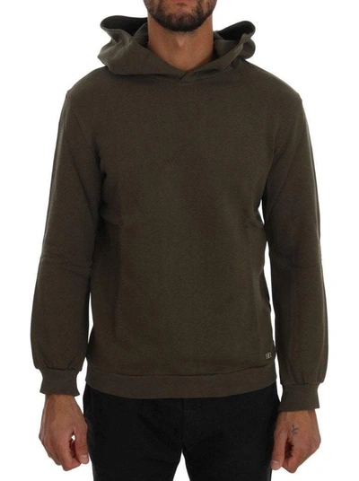 Daniele Alessandrini Pullover Hodded Cotton Sweater In Green