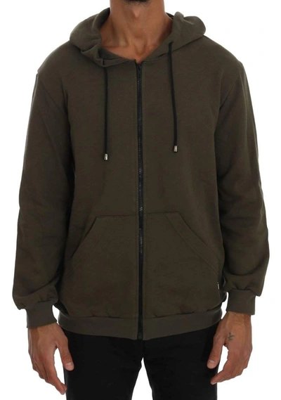 Daniele Alessandrini Full Zipper Hodded Cotton Jumper In Green