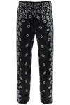 Amiri Black Paisley Bandana Print Canvas Trousers In Black