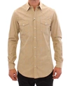 DOLCE & GABBANA BEIGE CHECKERED SICILIA FIT LOGO CASUAL SHIRT