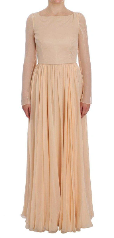 Dolce & Gabbana Beige Silk Ball Gown Full Length Dress