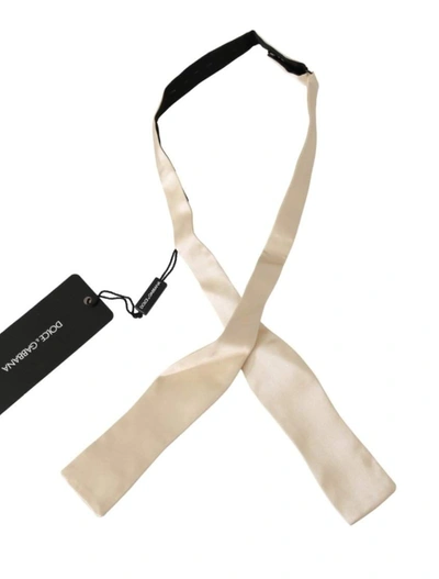 Dolce & Gabbana Beige Slim Skinny Men Necktie 100% Silk Tie