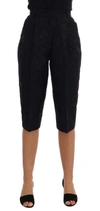 Dolce & Gabbana Black Brocade High Waist Capri Shorts In Black