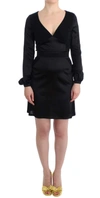 Gf Ferre' Black Longsleeved Wiggle Pencil Dress In Black