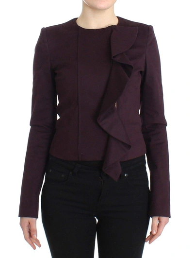 Gf Ferre' Purple Ruched Jacket Coat Blazer Short