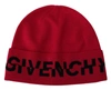 GIVENCHY RED WOOL BEANIE UNISEX MEN WOMEN BEANIE HAT