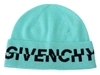 GIVENCHY GREEN WOOL BEANIE UNISEX LOGO HAT