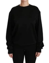 DOLCE & GABBANA BLACK COTTON CREWNECK PULLOVER SWEATER