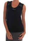 Dolce & Gabbana Black Cotton Floral Crystal Tank Top In Black