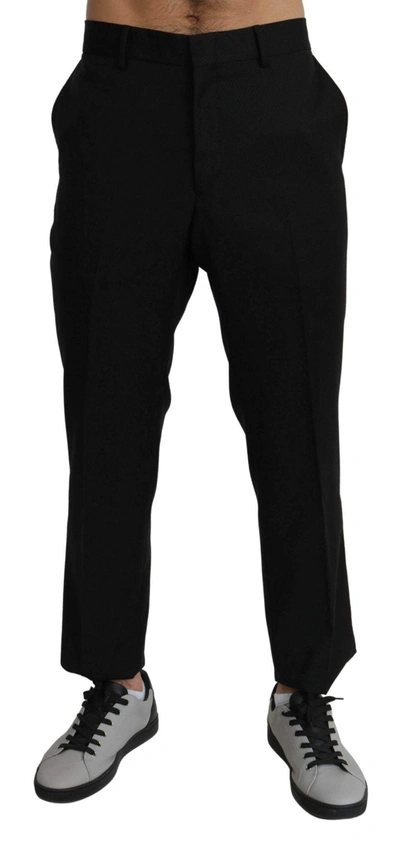 Dolce & Gabbana Black Cotton Wool Formal Dress Trousers