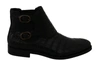 DOLCE & GABBANA BLACK CROCODILE LEATHER DERBY BOOTS SHOES
